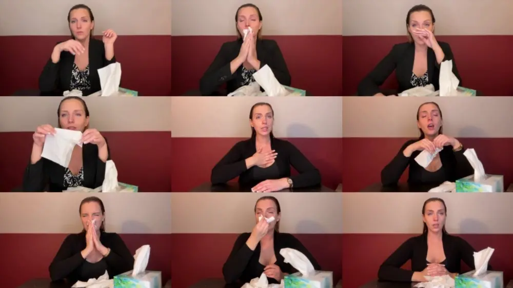 SneezeGoddess — Breaking News Anchor Sneezes and Blows Nose [FullHD 1920p]