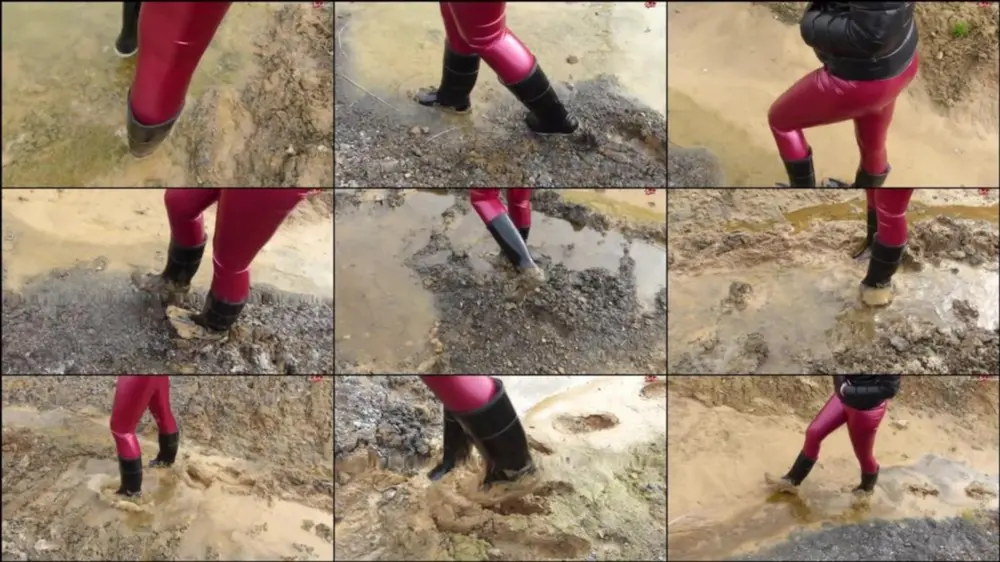 MyDirtyHobby — Shinylady2015 — Gummistiefel Spaziergang im Matsch Kiesgrube in wetlook Leggins & … [HD 720p]