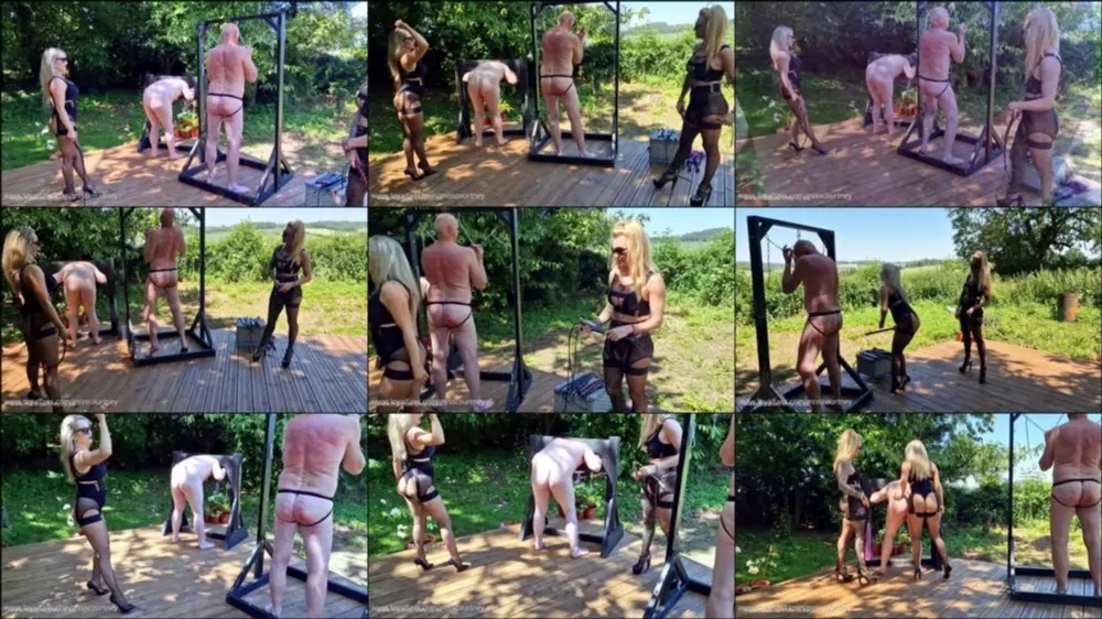 Mistress Courtneys Fetish Lair: Double Team Garden Whipping [FullHD 1080p]