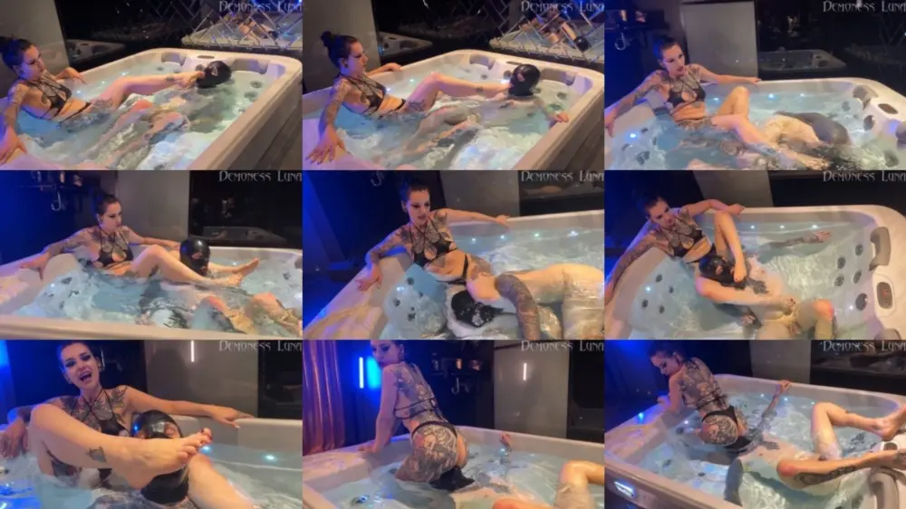 Demoness Luna — Hot Tub Dunking Breathplay With Mazmorbid [FullHD 1920p]