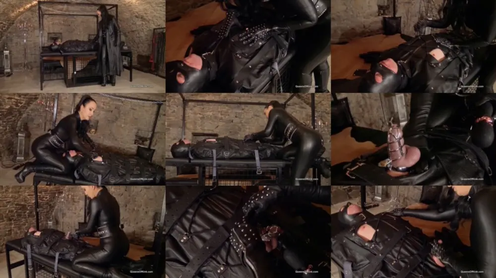 Queens of Kink — Fetish Liza — Caged leather slut training stage 2 [FullHD 1920p]