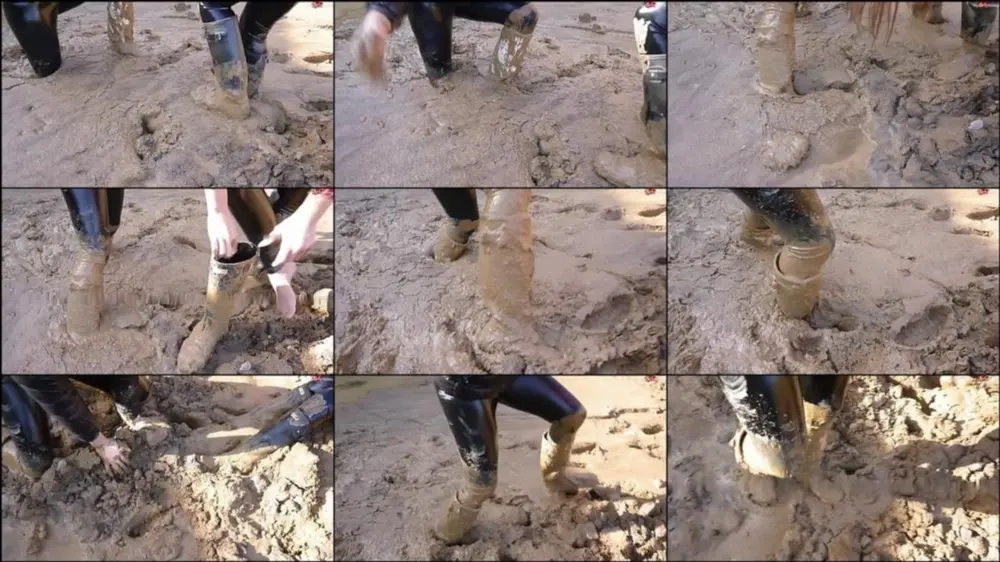 MyDirtyHobby — Shinylady2015 — Unglaublich — Versunken im Matsch Schlamm 2 Gummistiefel Babes kni… [HD 720p]
