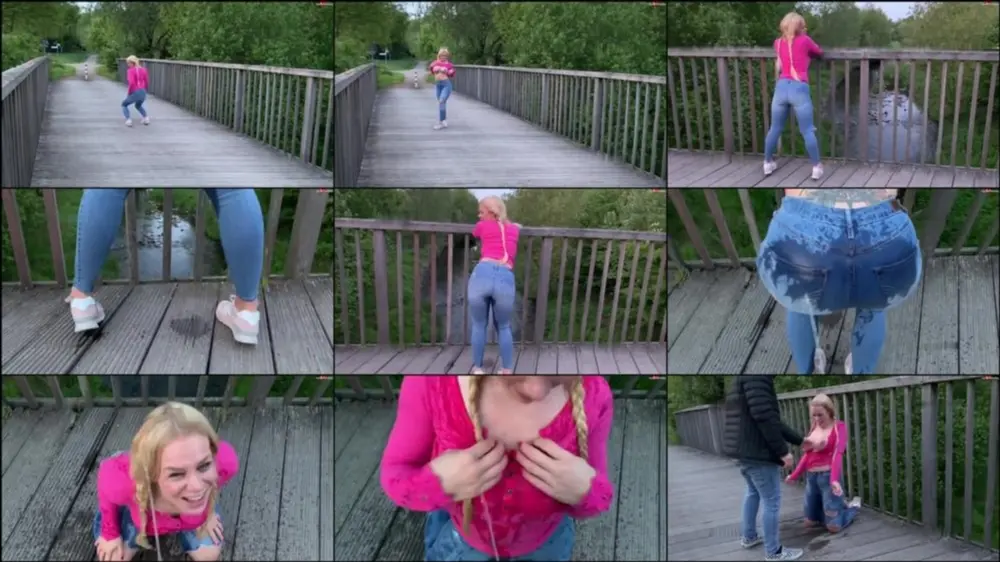 MyDirtyHobby — SteffiBlond — Auf Bachbrücke in Jeans eingenässte und Ganzkörpersektdusche — Fuck … [HD 720p]