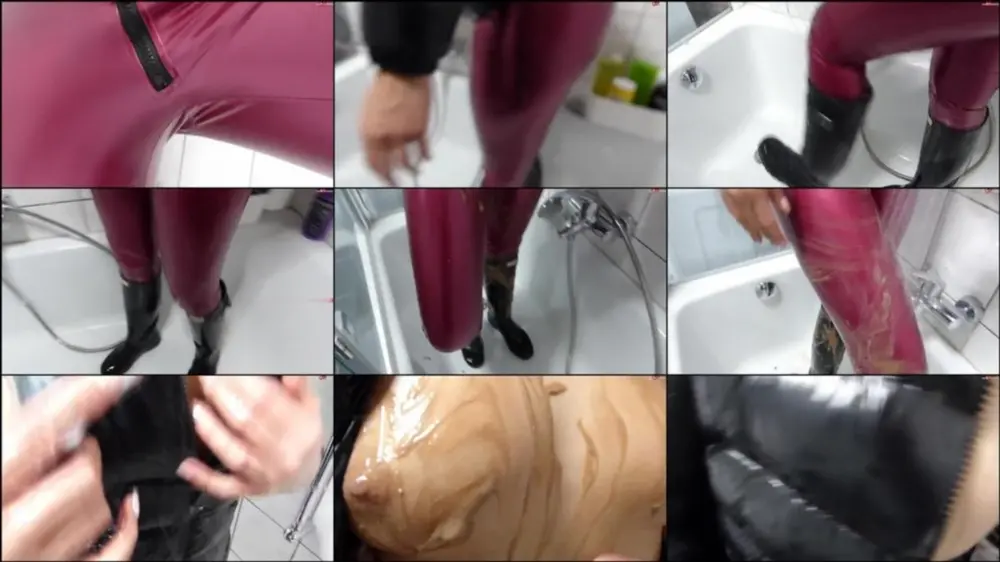 MyDirtyHobby — Shinylady2015 — Duschen in wetlook Leggins Daunenjacke und Gummistiefel & Schoko S… [HD 720p]