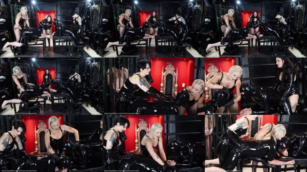 Mistress Sevvven — Triple Domme Strap On Destruction of Two Latex Gimps [SD 960p]
