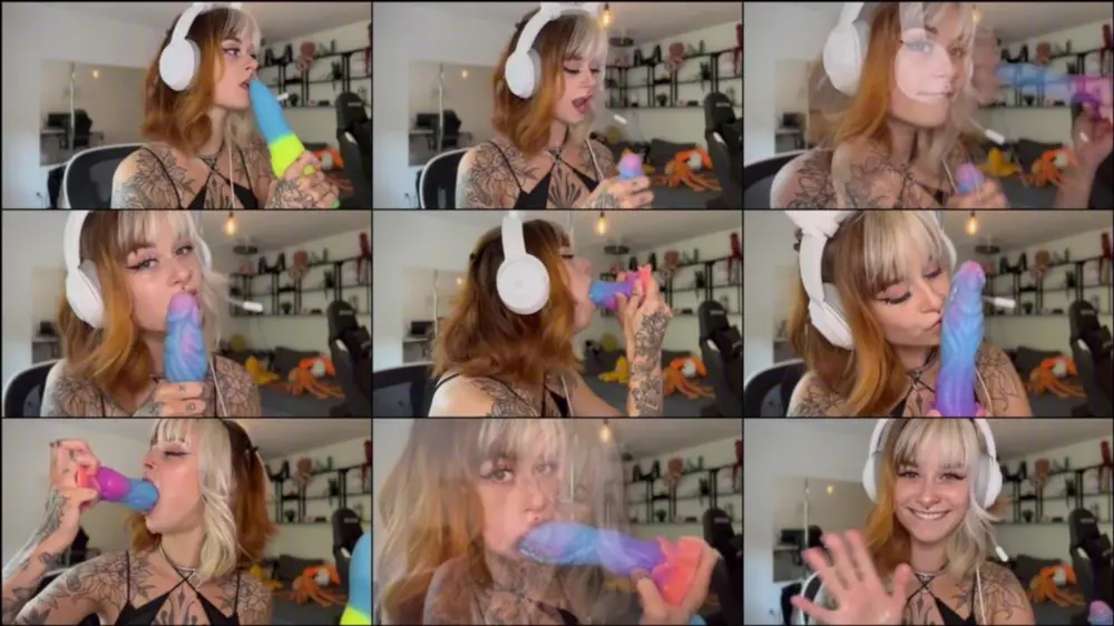 MyDirtyHobby — SallyDinosaur — Schlampiger und sabbernder Mund-Rachenfick mit Alien-Tentakel Dildo [HD 720p]