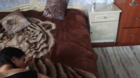 Brunette Passion: Intimate Moments on a Furry Bed