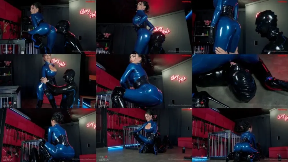 Evil Woman — Facesitting in blue latex [FullHD 1920p]