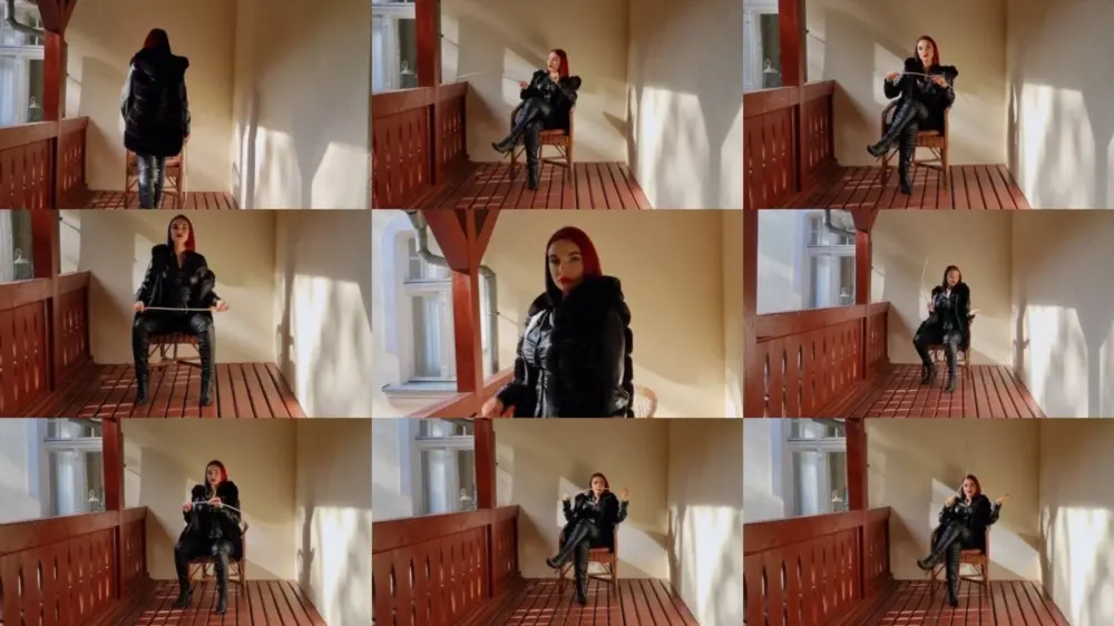 FemdomFoto — Lady Kat — Caned On The Balcony (German) [HD 1280p]