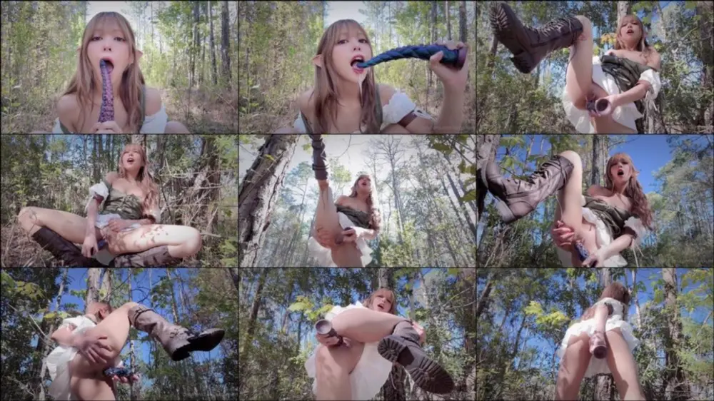 KittyxKum — Outdoor Elf Girl x Tentacle Dildo x Squirting [FullHD 1080p]