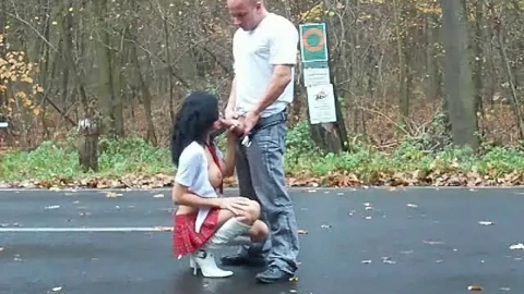 Sexy Nadine: Bold Outdoor Encounter on the Road