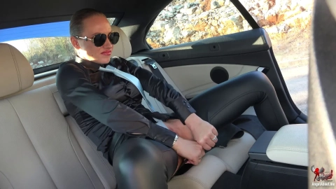 Leather Pants Solo Masturbation: POV Car Tease